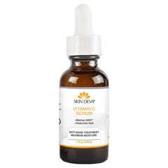 Skin Deva Serum Vitamina C y ácido hialurónico, botella de 1 onza para hidratación profunda