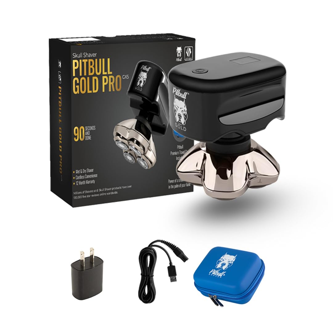 Skull Shaver Pitbull Gold Pro GX5, cabeza calva, afeitado suave y rápido.