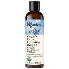 Sky Organics aceite corporal extra hidratante en frasco para piel suave