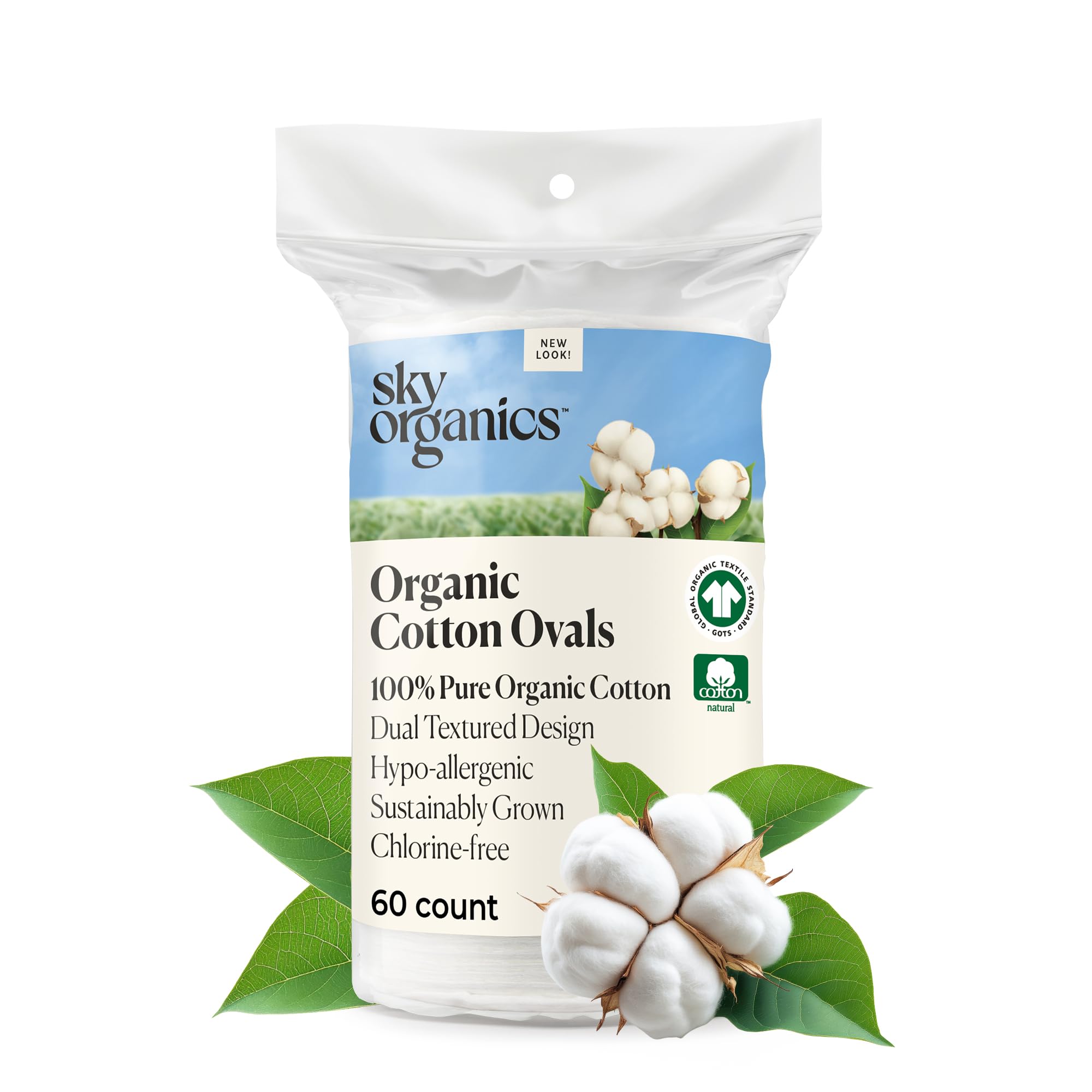 Sky Organics discos de algodón orgánico grandes suaves para desmaquillar con facilidad.