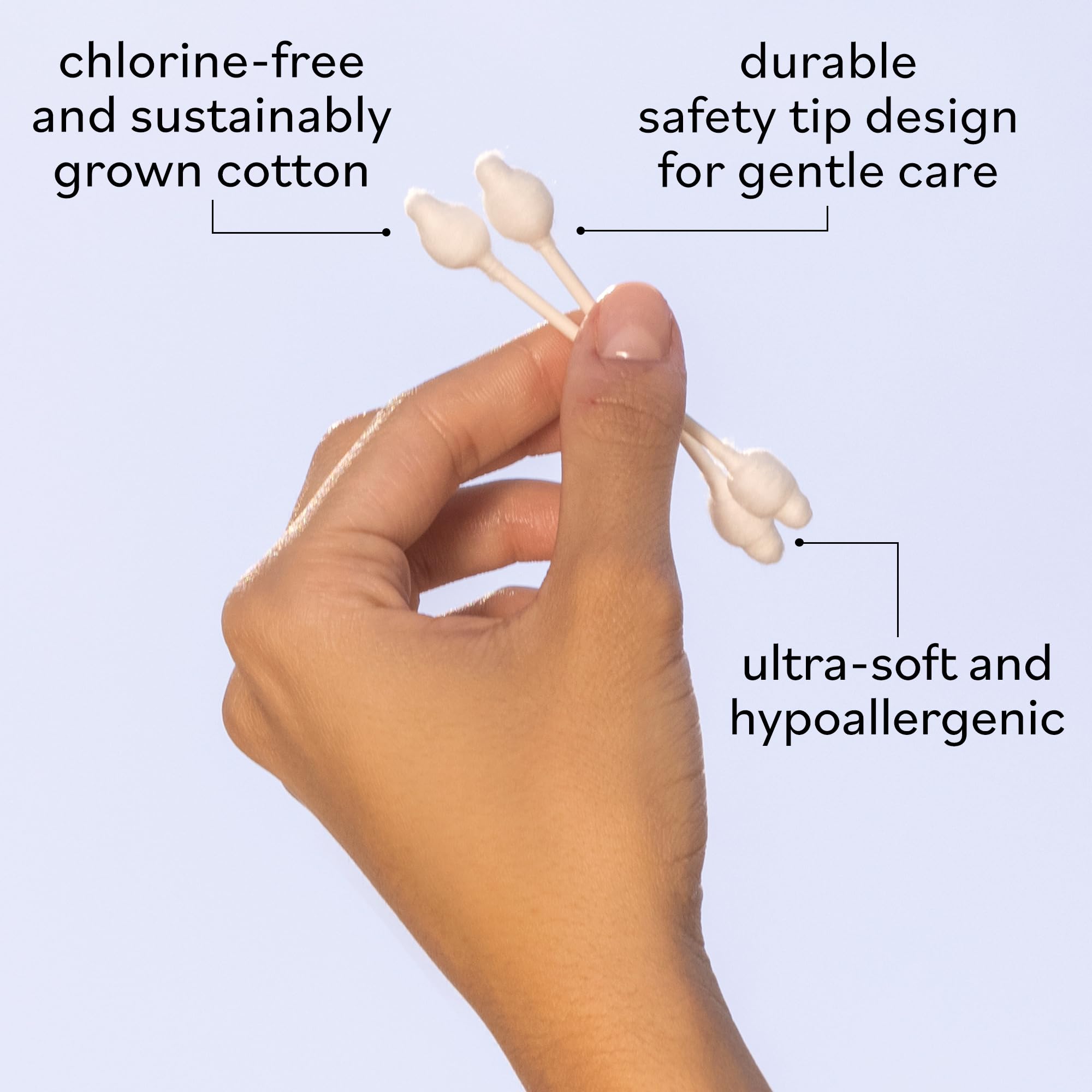 Sky Organics Coton Bebe: punta suave para limpieza externa de oídos.