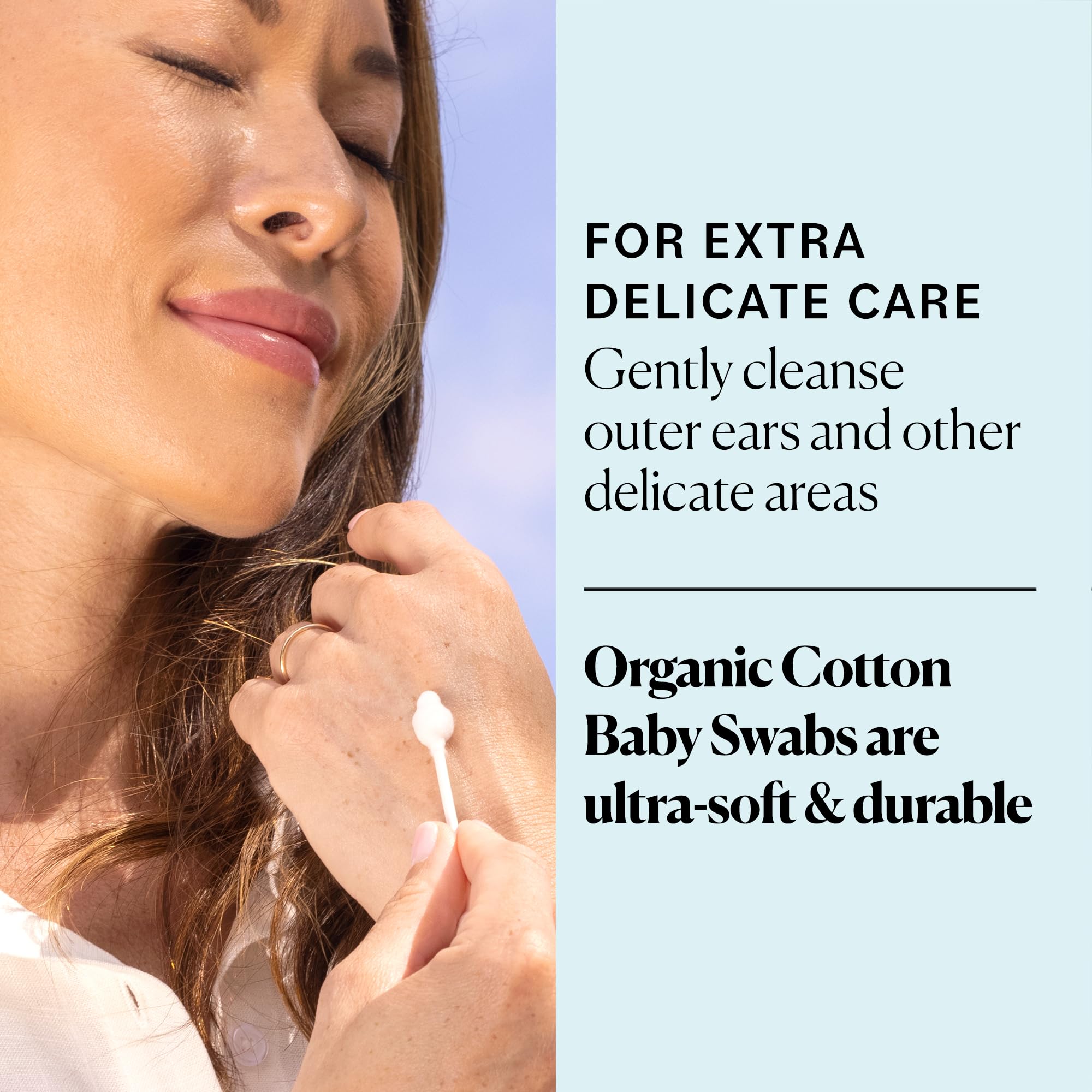 Sky Organics Coton Bebe: punta suave, ideal para limpieza externa delicada.