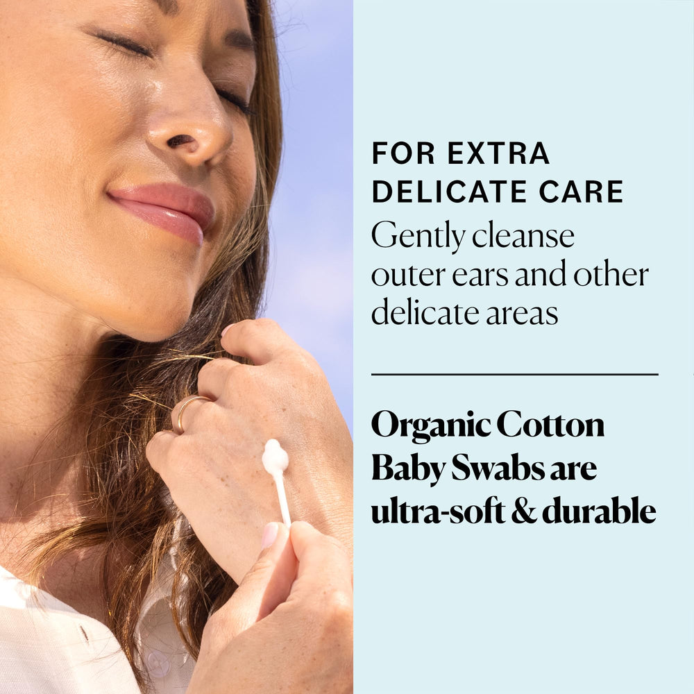 Sky Organics Coton Bebe: punta suave, ideal para limpieza externa delicada.