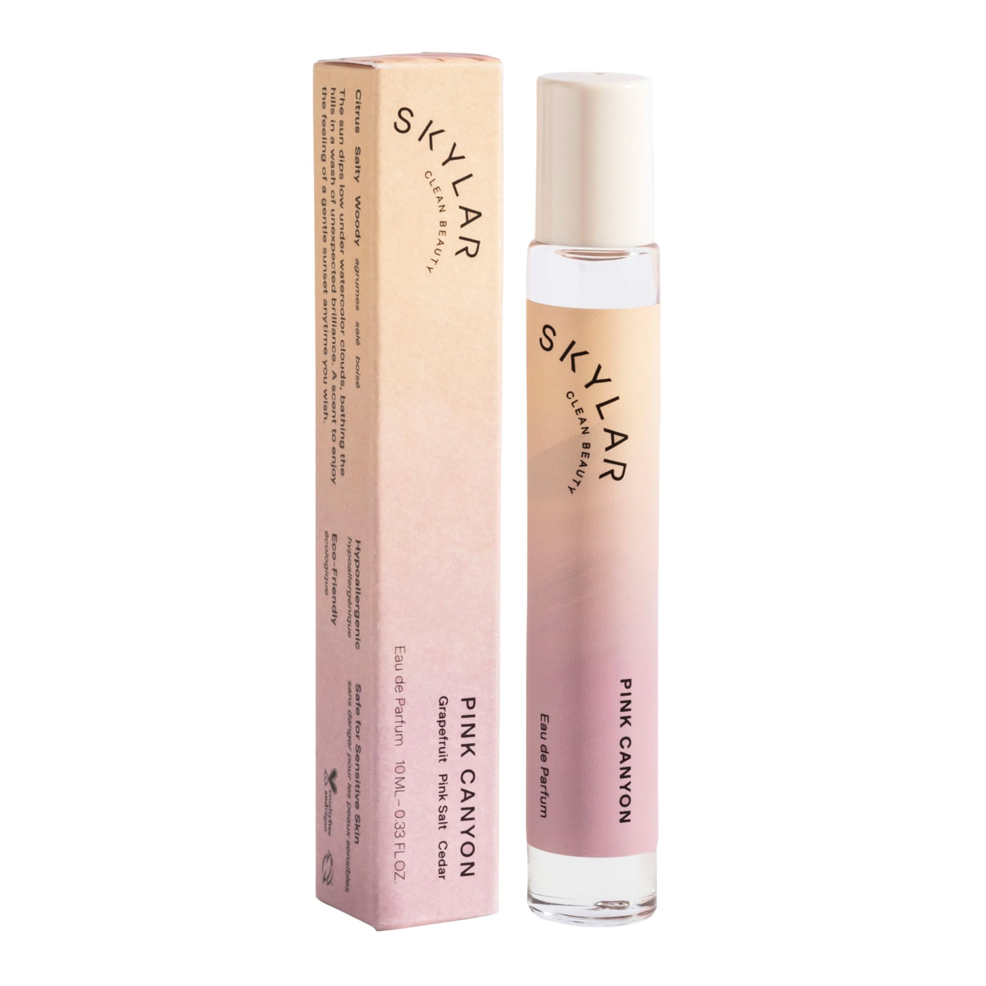 Skylar Pink Canyon eau de parfum bottle showing a clean, wearable fragrance for daily use