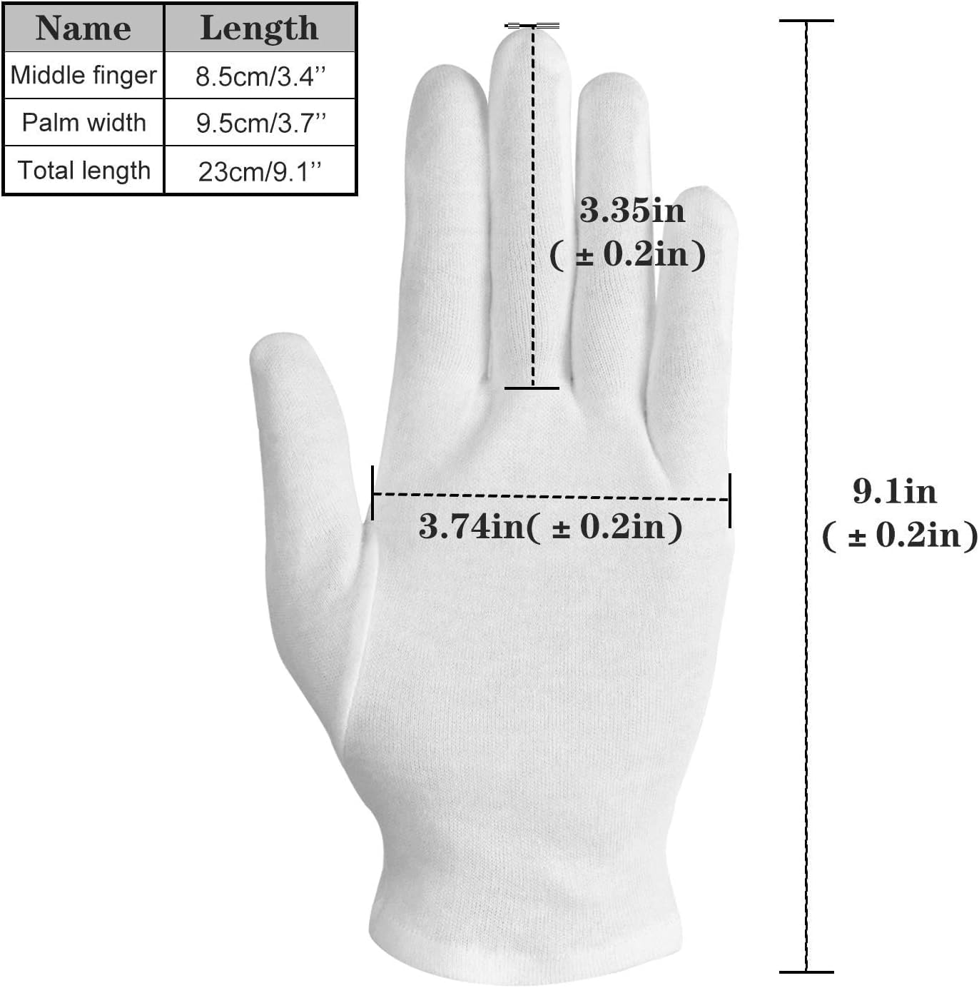 Smilco guantes algodón blancos con ajuste único para hombres y mujeres.
