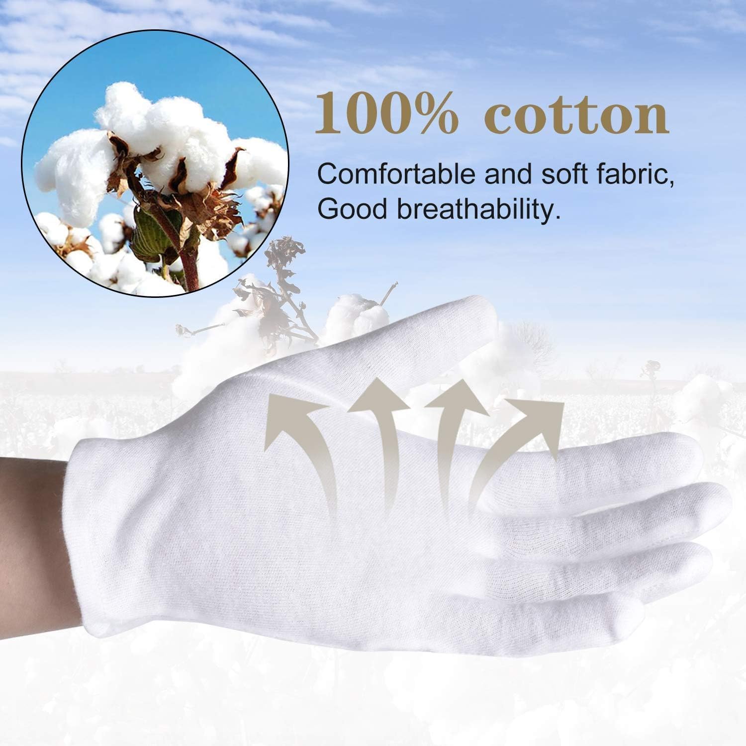 Smilco guantes de algodón blancos para mantener la humedad de las manos.