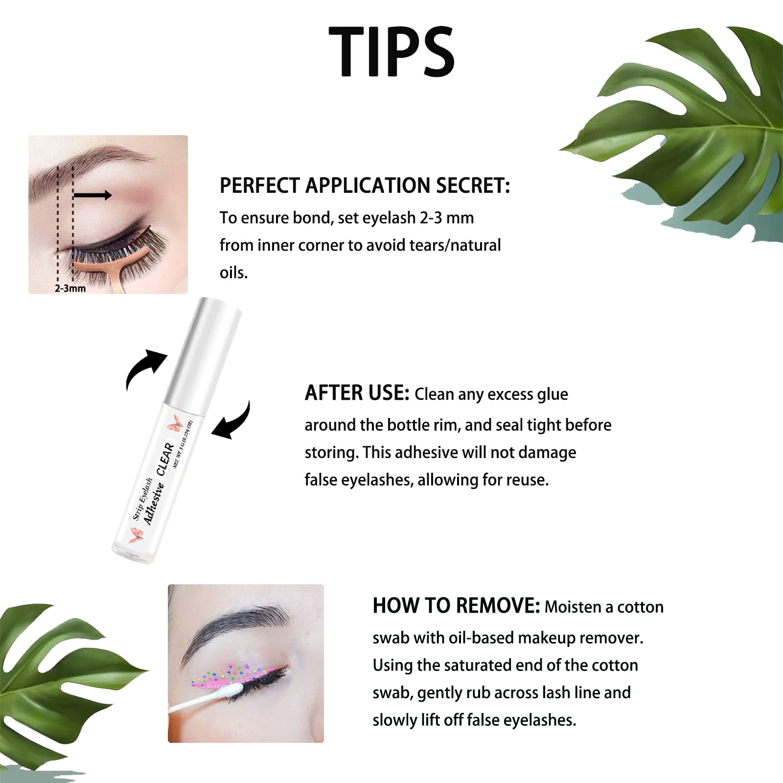 SMSUX adhesivo que seca rápido y fija las pestañas todo el día.