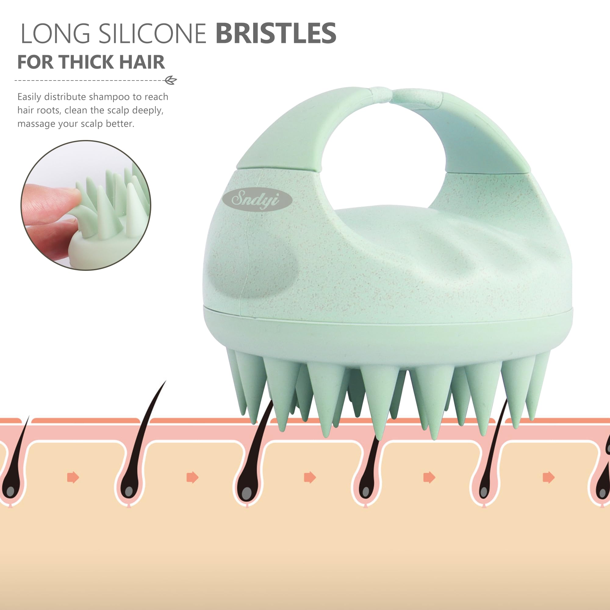 Cepillo Sndyi con 44 dientes de alta densidad para cabello grueso.