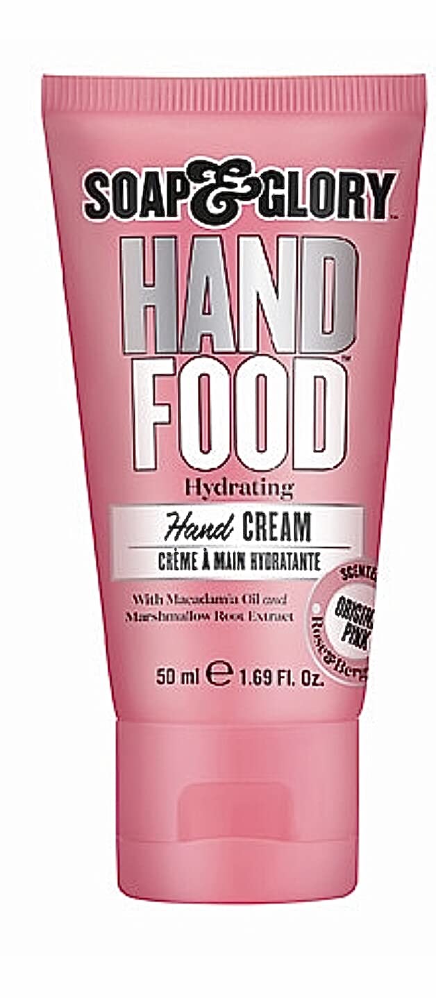 Crema de manos Soap & Glory, textura cremosa para hidratación suave.