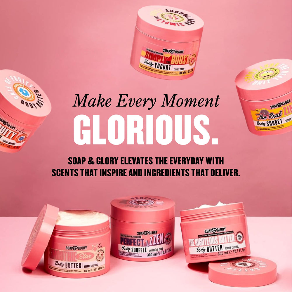 Estuche regalo elegante de Soap & Glory, ideal para regalar.