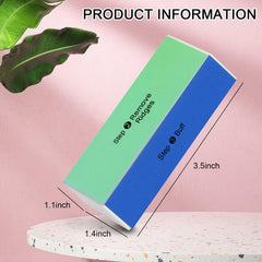 Primer plano del bloque pulidor con granos diferentes para uñas Soft 'N Style.