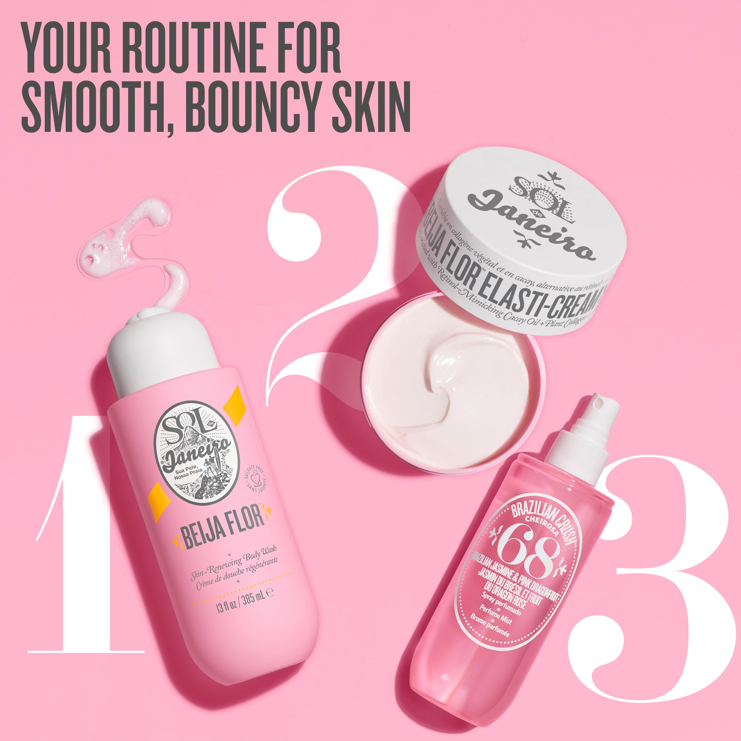 Sol de Janeiro Beija Flor Body Wash foamy lather during shower.