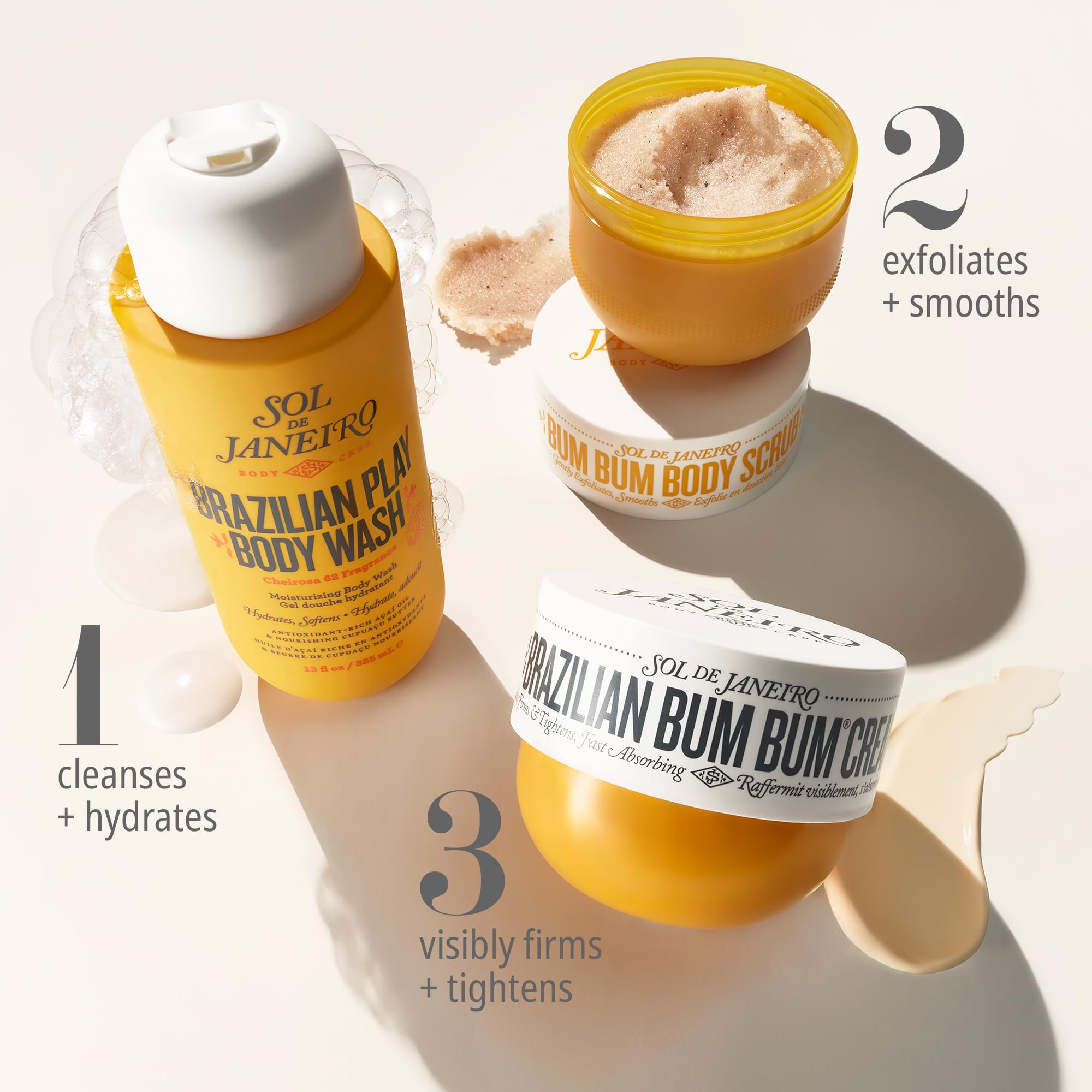 Sol de Janeiro Bum Bum exfoliante con brillo sutil para piel radiante
