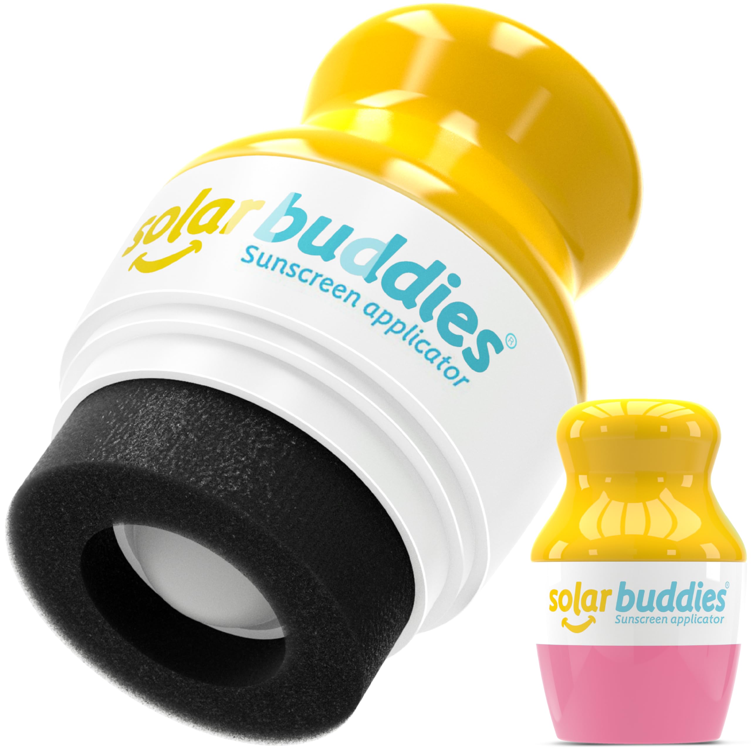 Solar Buddies aplicador solar rosa, aplicación limpia y uniforme para protección diaria.