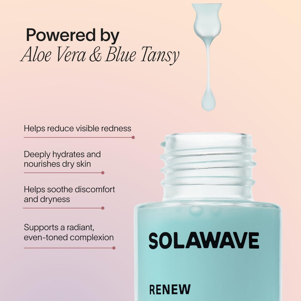 Solawave Renew Complex Serum, paso de preparacion: lista para tratamiento diario.