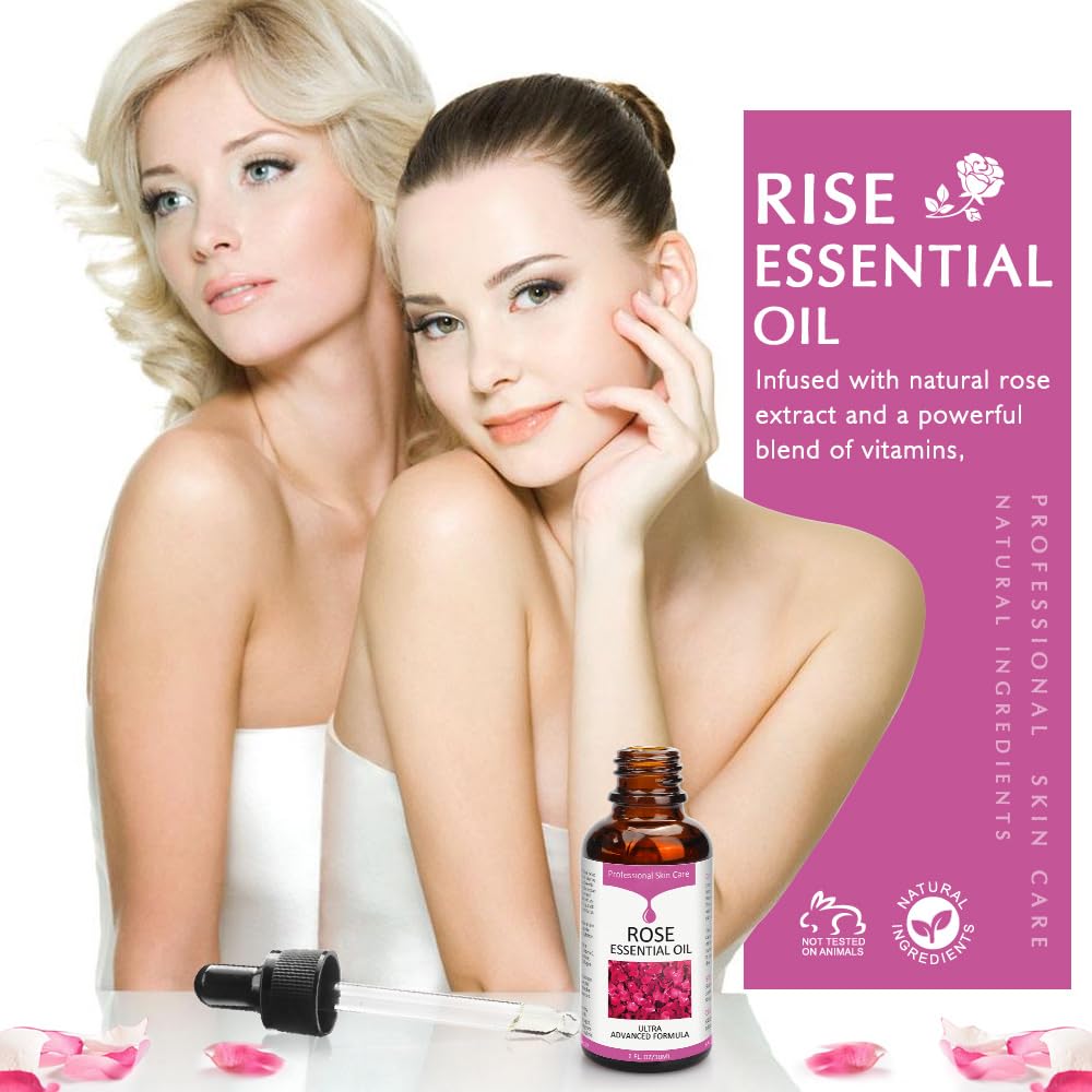 SOLOTREE Aceite de rosa, aplicación diaria, cuidado rutinario de rostro y cuello