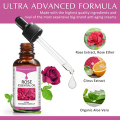 SOLOTREE Aceite de rosa, aplicación con gotas en la mano, uso diario