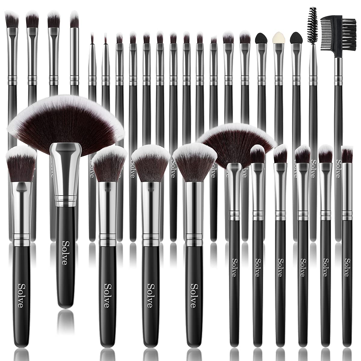 SOLVE brochas maquillaje 32 piezas – base para cobertura suave y uniforme.