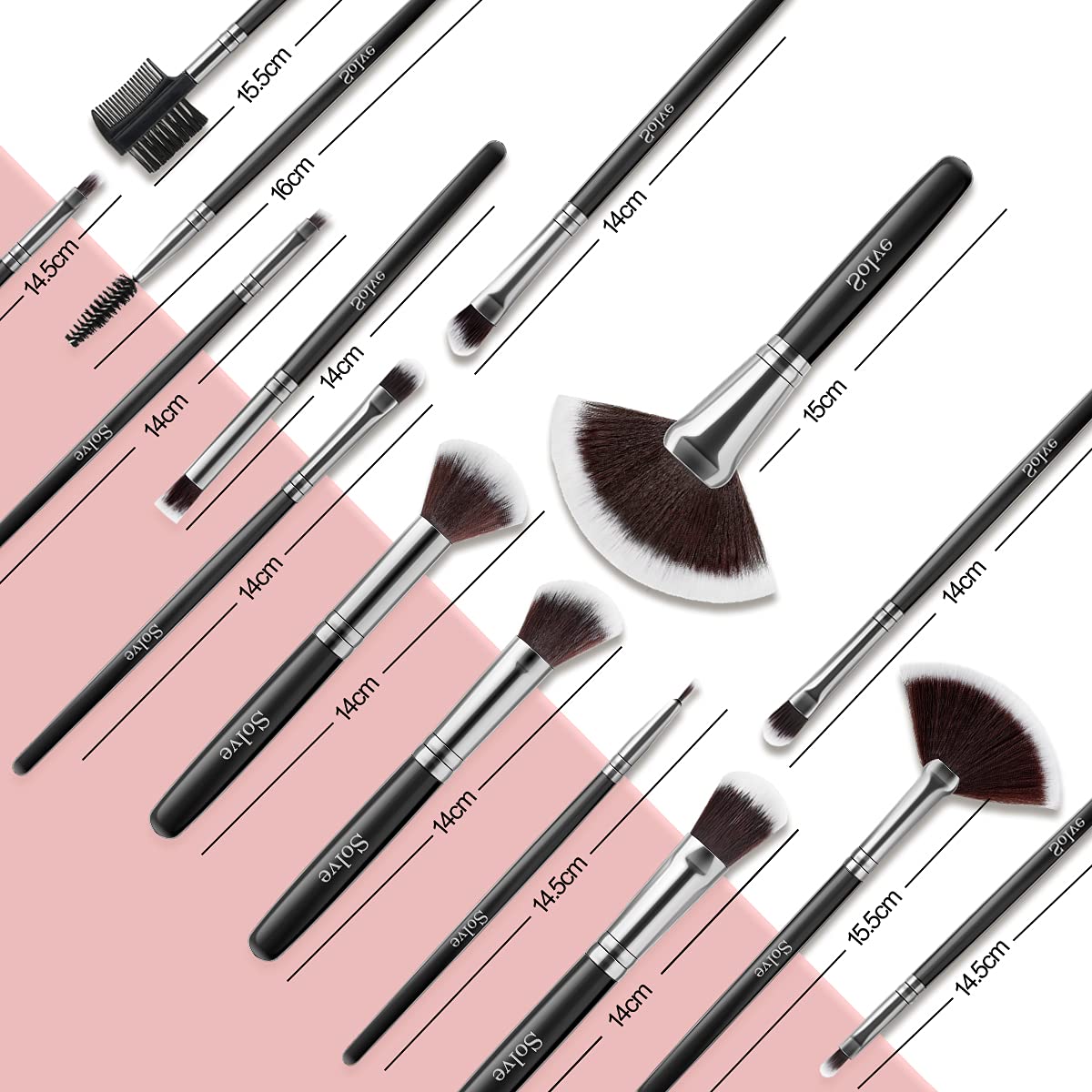SOLVE brochas maquillaje 32 piezas – fáciles de limpiar para higiene constante.