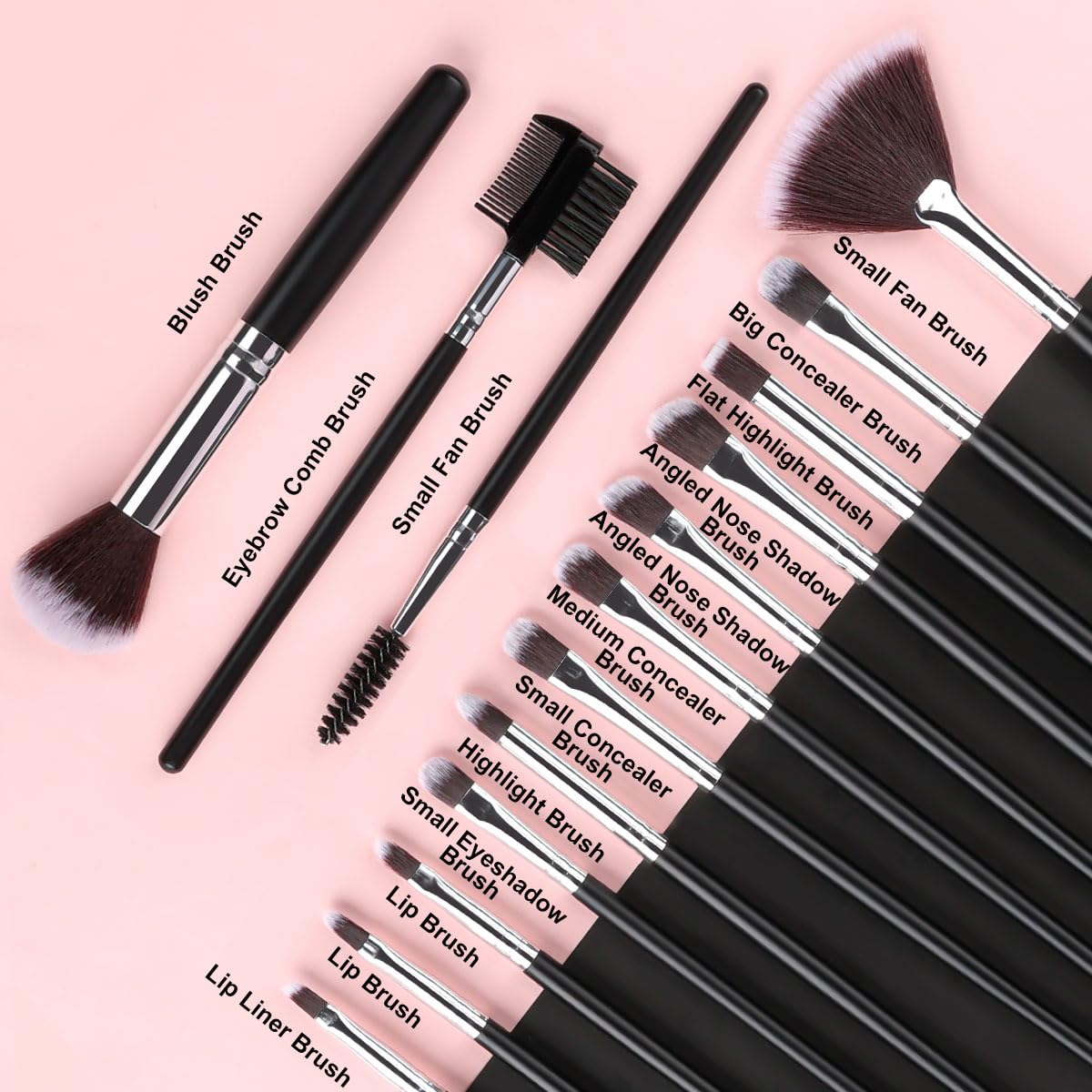 SOLVE brochas maquillaje 32 piezas – mango de madera cómodo para uso diario.