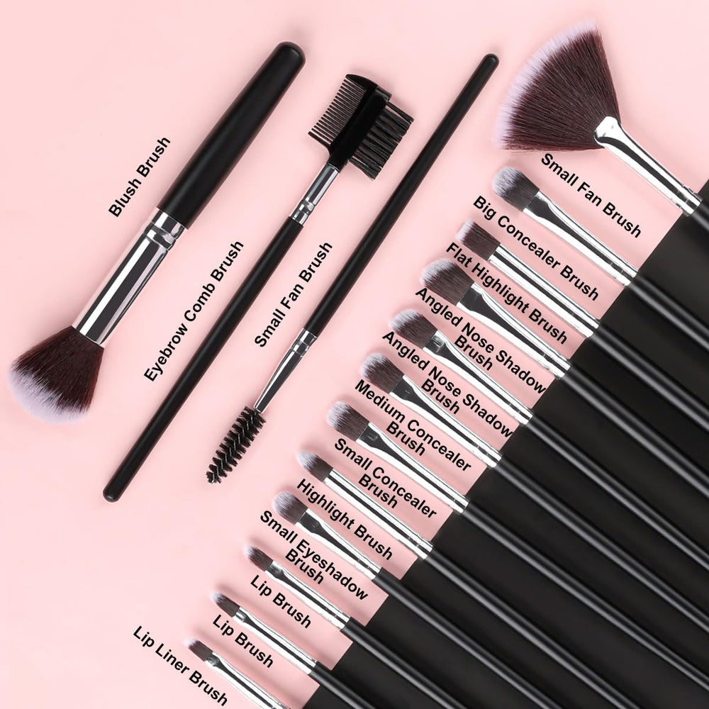 SOLVE brochas maquillaje 32 piezas – mango de madera cómodo para uso diario.