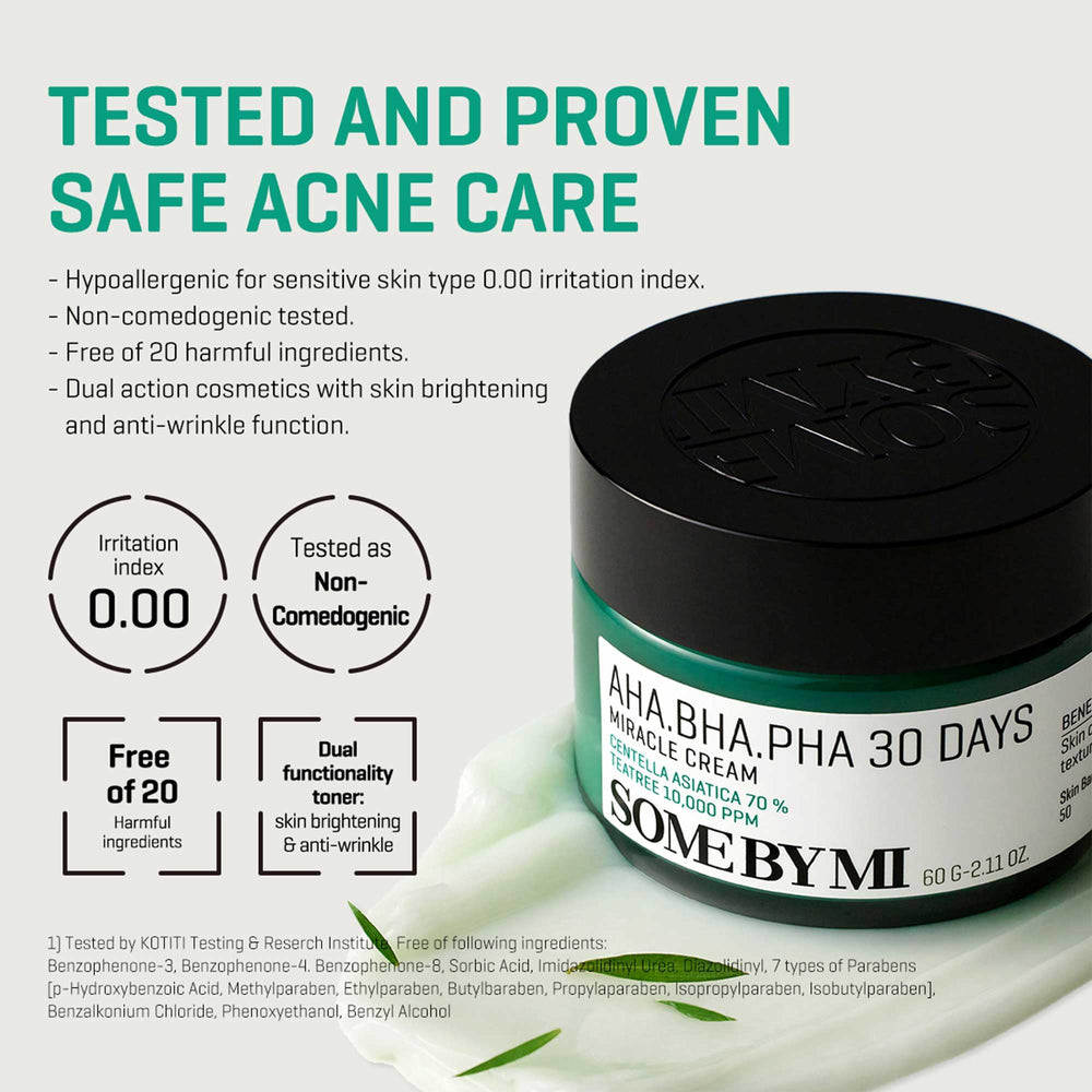 SOME BY MI Crema Miracle 30 Días, textura cremosa de rápida absorción.