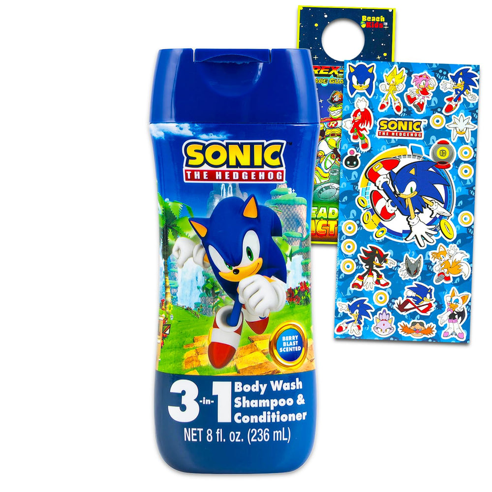 Botella Sonic The Hedgehog para baño de niños, 3 en 1, aroma a bayas.