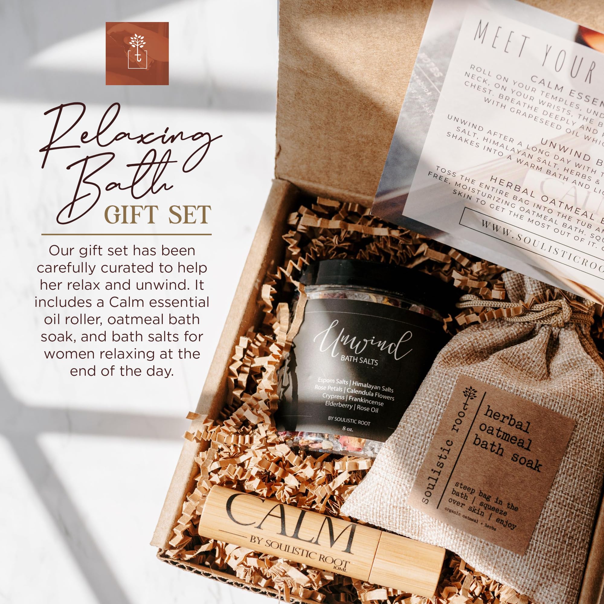 Sales de Epsom con aceites esenciales Soulistic Root para relajar músculos.