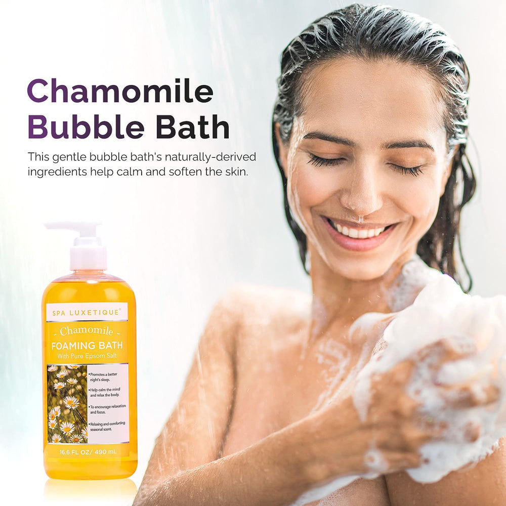 Spa Luxetique relajación baño con espuma cremosa.