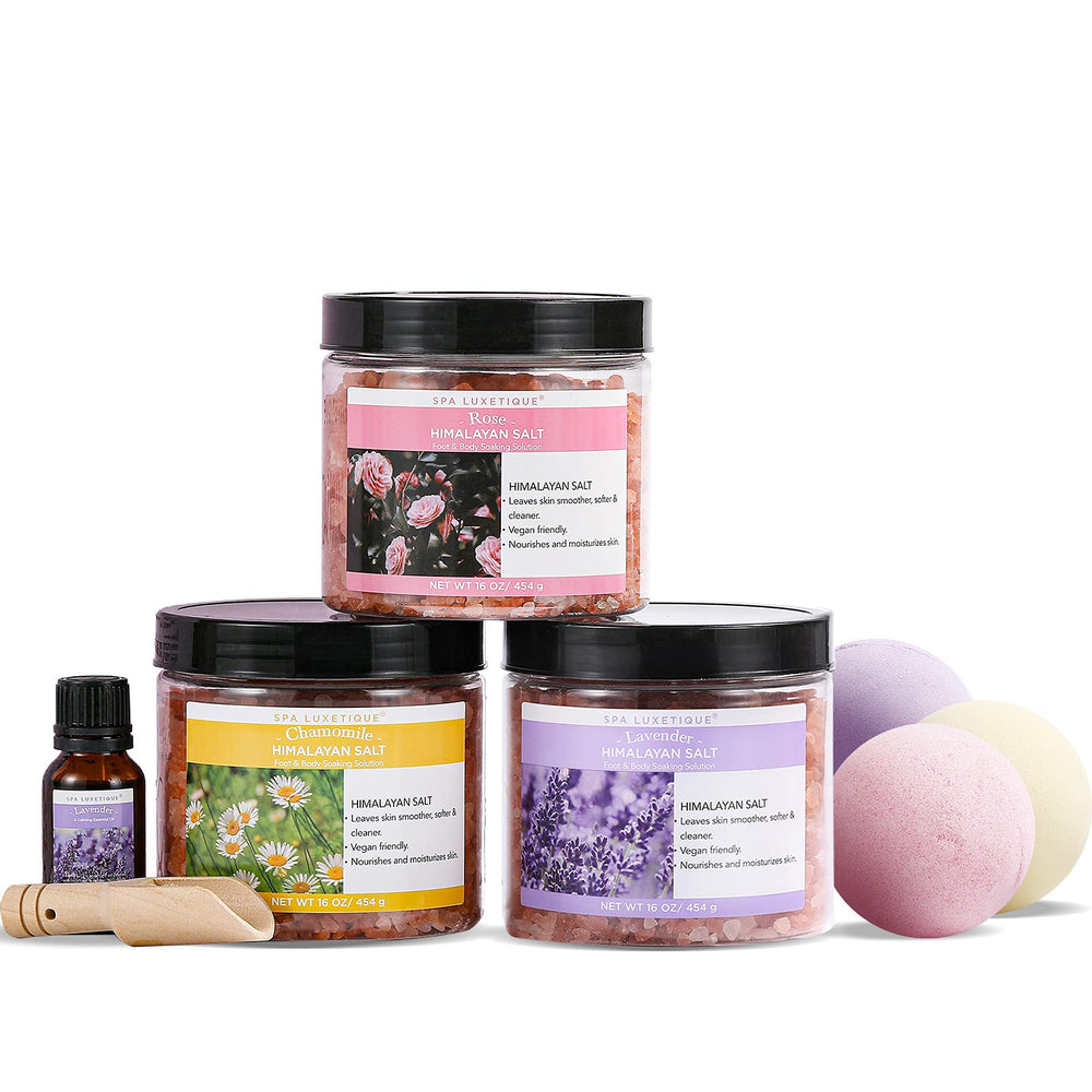 Spa Luxetique Sal Epsom Lavanda para baño relajante y aromático.