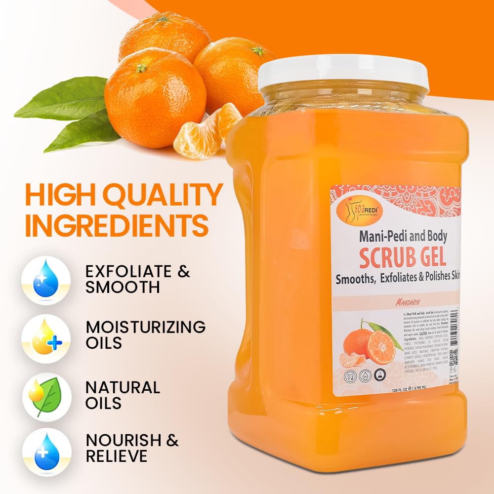 Spa Redi Pedi Scrub Gel aroma mandarina, ambiente calmante durante la exfoliación