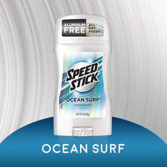 Speed Stick Desodorante Sólido Ocean Surf, lateral, aplicación suave y controlada.