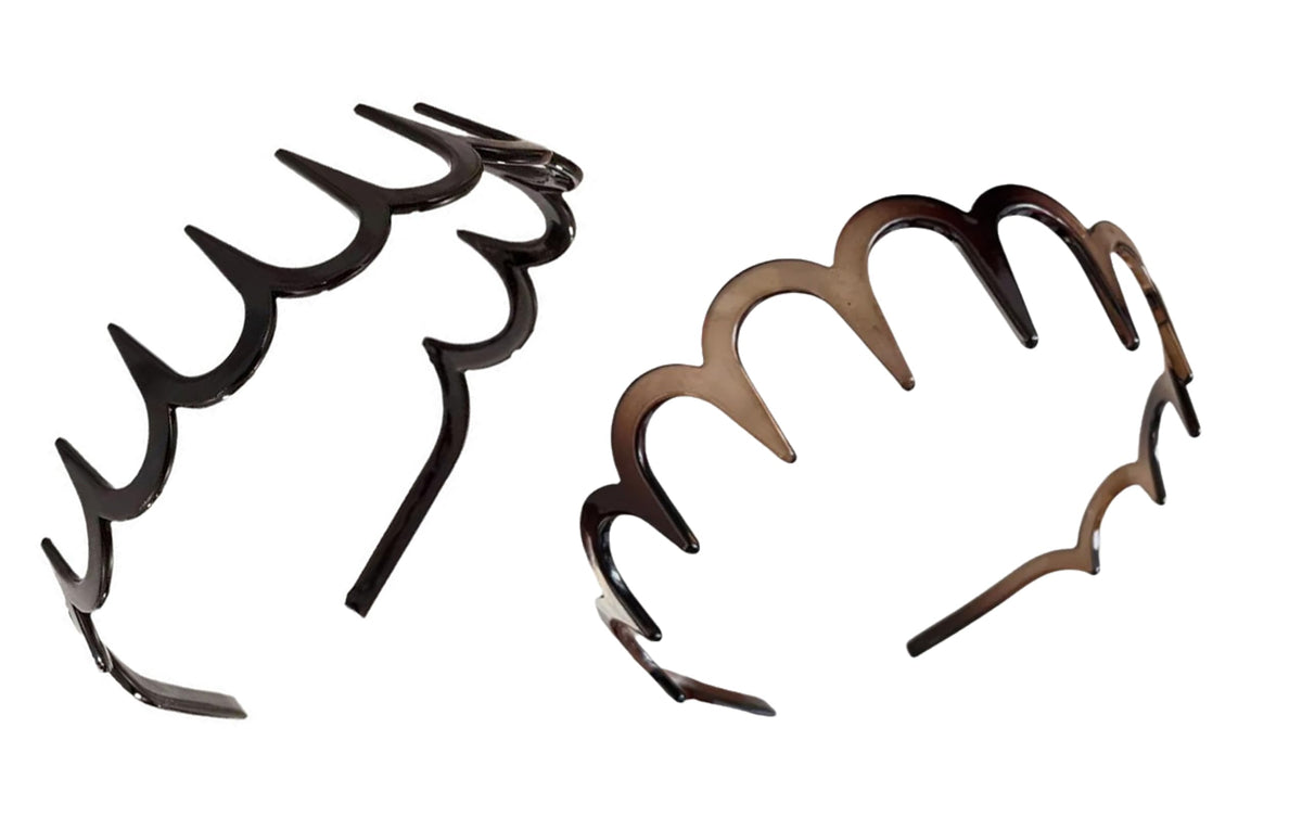 Diadema zigzag Spenlly para mujer en negro cafe, ajuste estable todo el día.