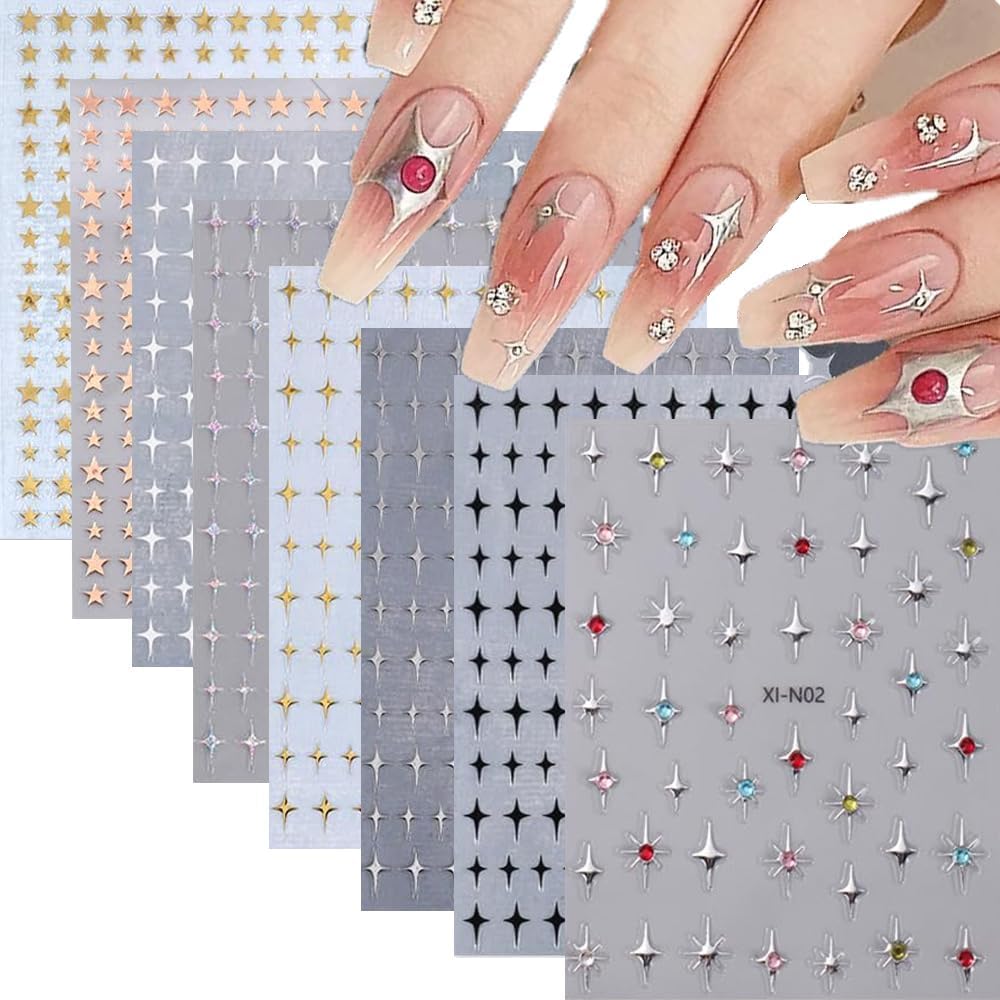 SPLOCUDU estrellas 3D blanco para uñas, look elegante y versátil.
