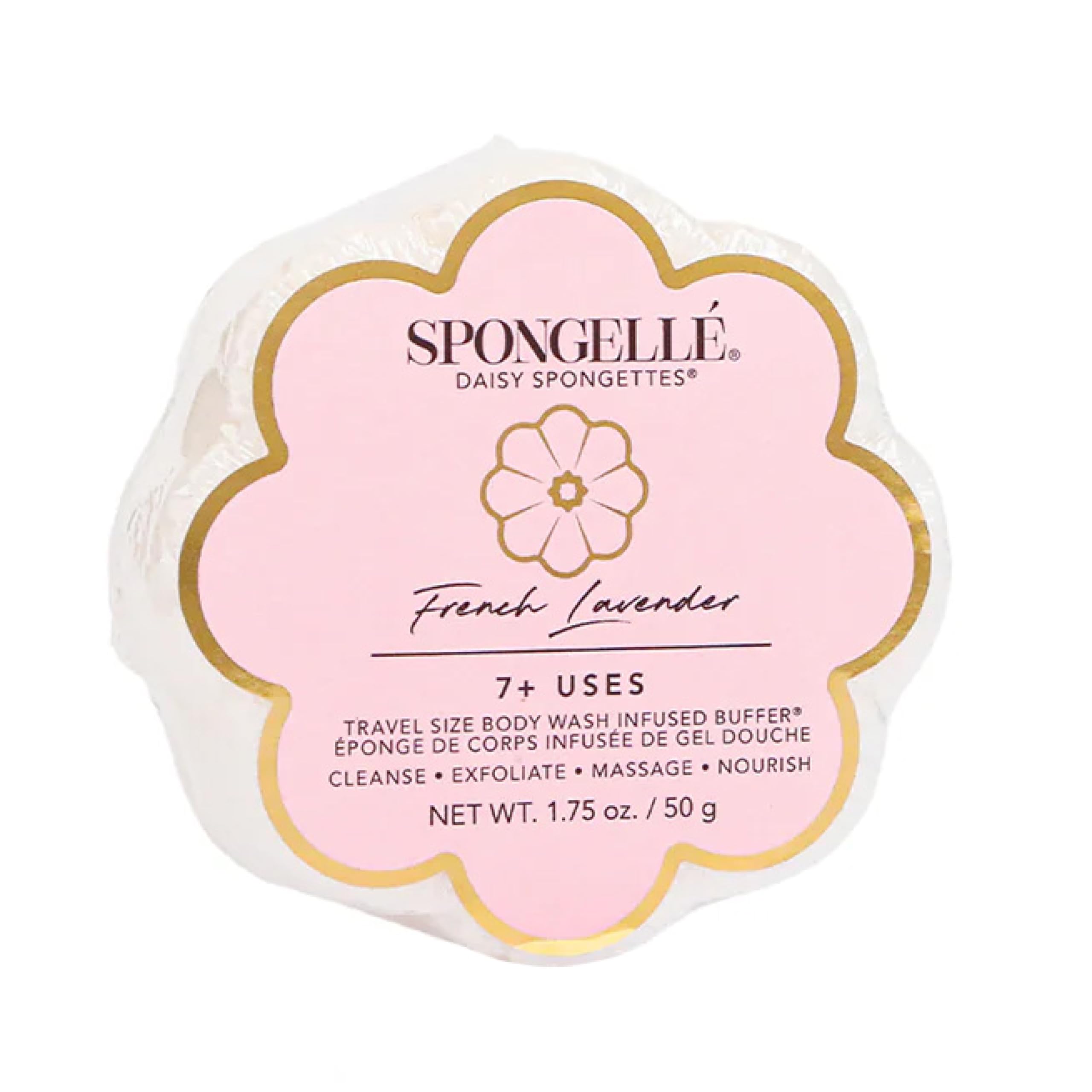 SPONGELLÉ Daisy Spongette French Lavender en ducha suave, aroma relajante.