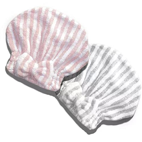 SportMore toalla microfibra para cabello, turbante rosa-blanco, alta absorción para secado rápido.