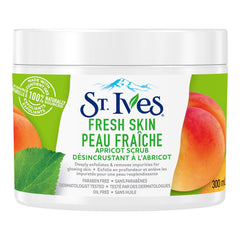 St. Ives Exfoliante Fresco de Albaricoque, bote visible para piel radiante.