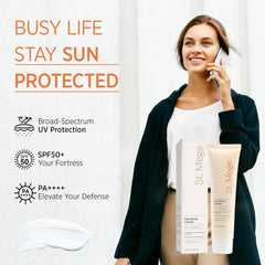 St. Mege protector solar con probióticos de grano fortalece la barrera.