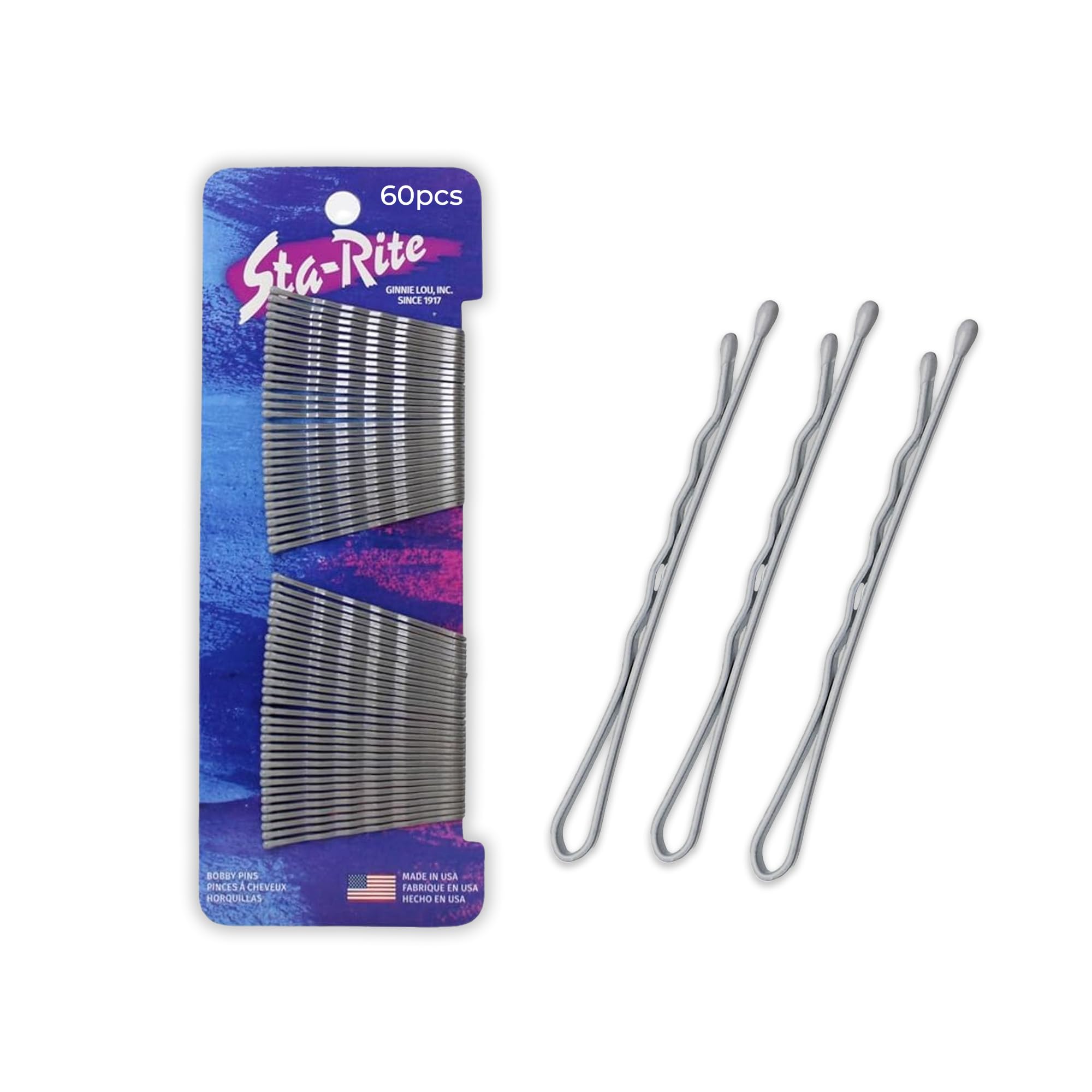 Sta-Rite pasadores para cabello 60 unidades en plata, sujeción fiable.