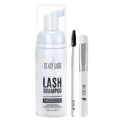 STACY LASH champú para extensiones con cepillo, limpieza suave de pestañas.