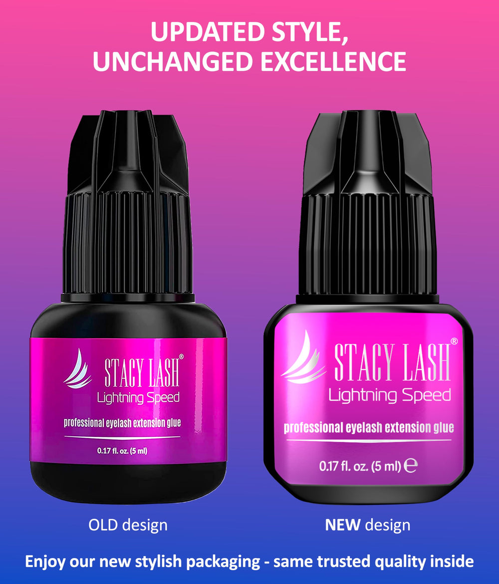 STACY LASH Extra strong black adhesive for durable lash retention.