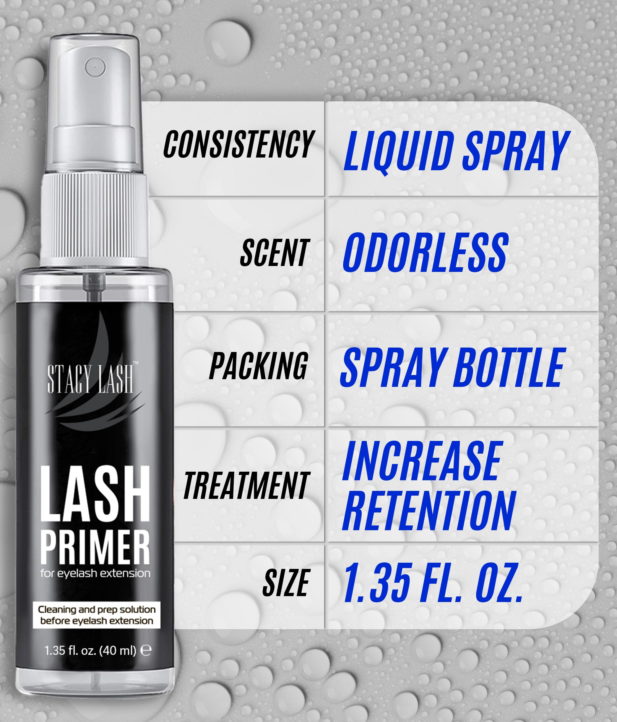 STACY LASH Primer etiqueta clara facilita identificar frescura de la fórmula.