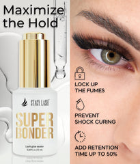 STACY LASH Super Bonder, uso profesional para aplicación precisa de pestañas.