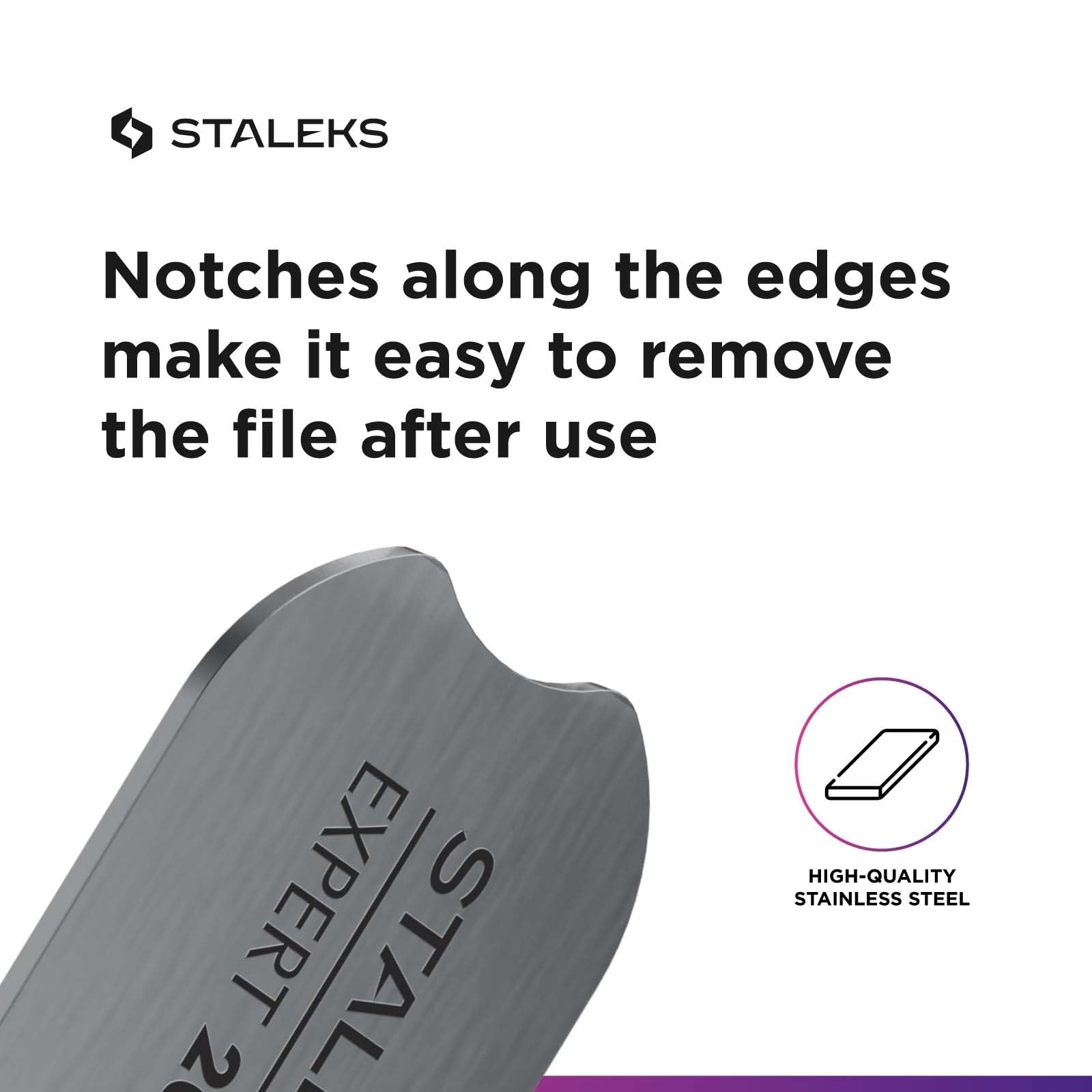 Diseño elegante y práctico de Staleks Pro para manicura y pedicura en casa o en salones.