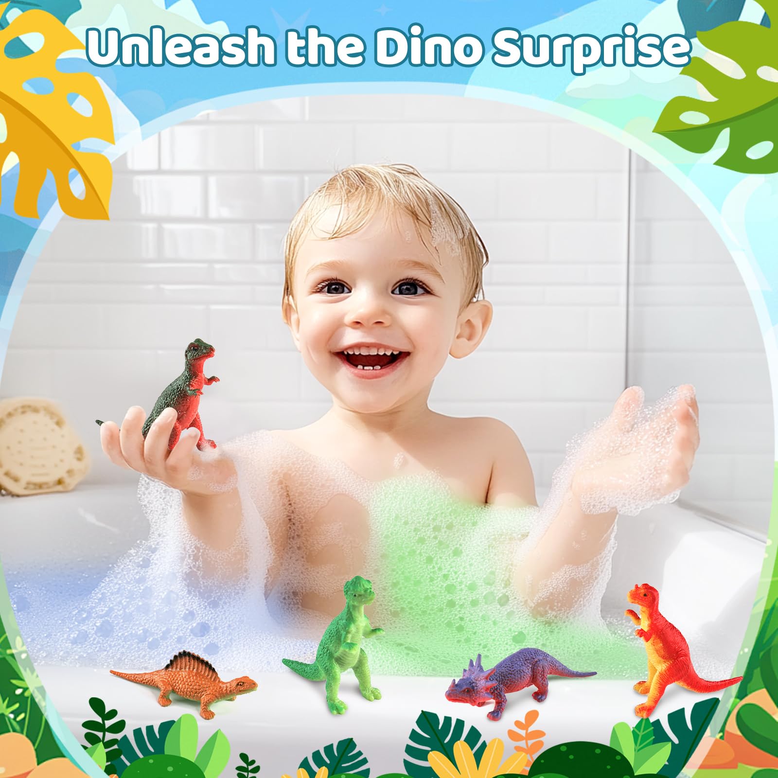 STARYAR bomba de baño dino XXXL, colores brillantes y espuma suave para niños.
