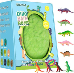 Bomba de baño STARYAR con dinosaurio dentro, sorpresa divertida para la hora del baño.