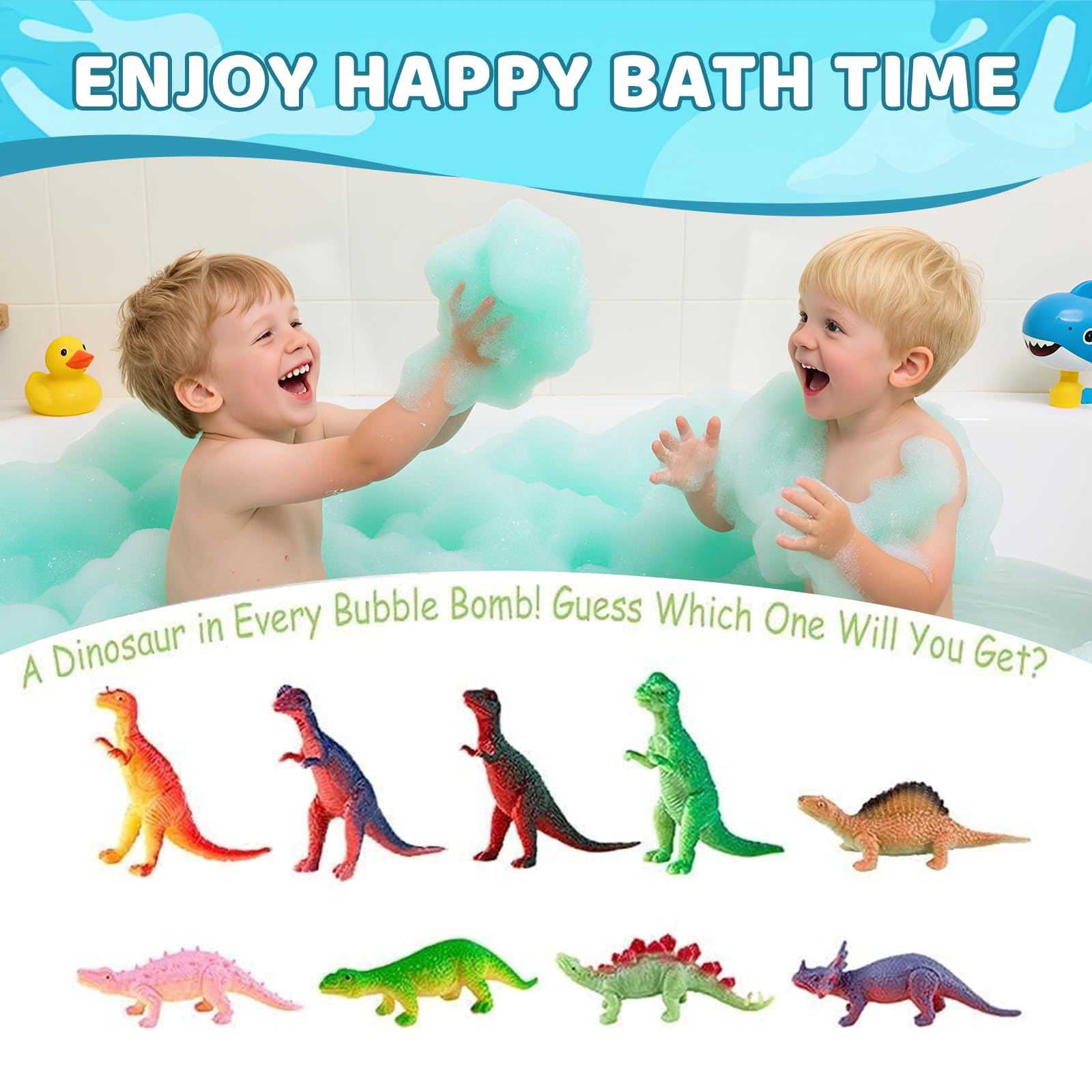 Bomba de baño STARYAR, agua coloreada y juego sorpresa con dinosaurio.