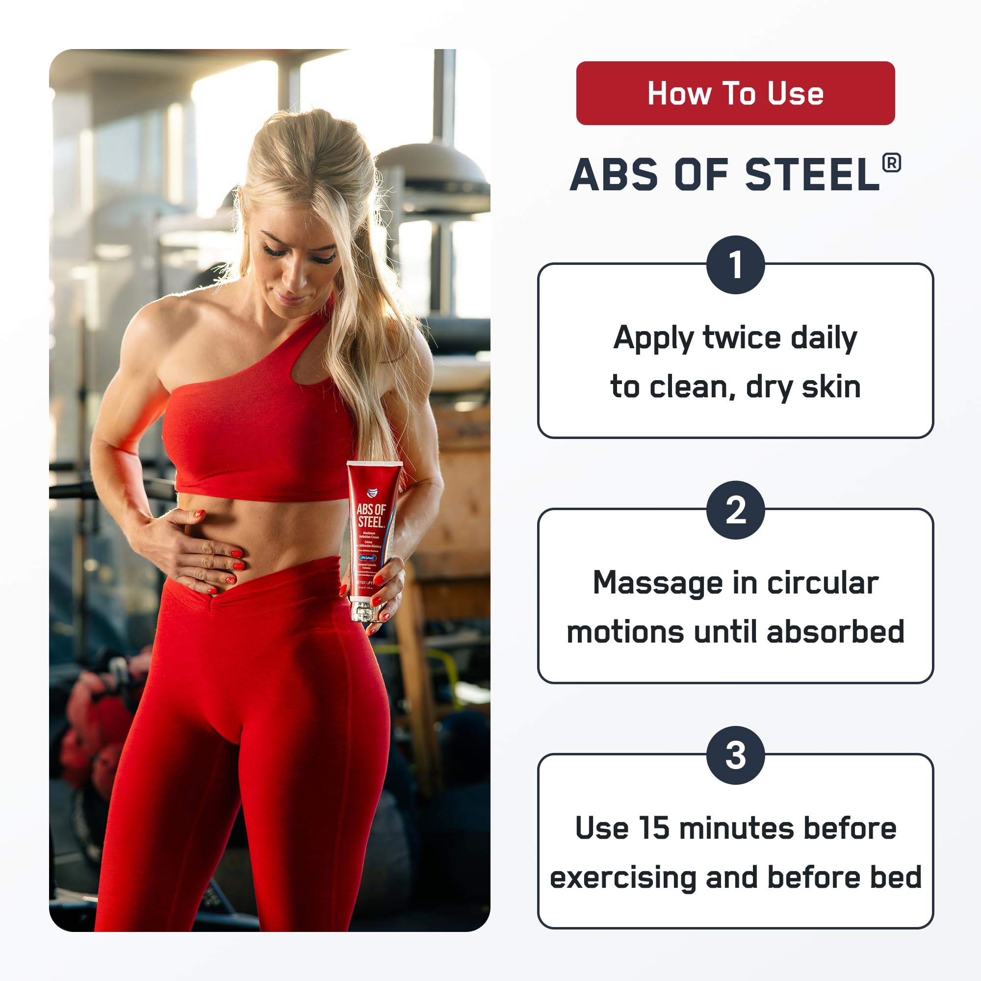 SteelFit Coaxel L-Carnitina: ingredientes potentes para definición con CoAxel y cafeína tópica.