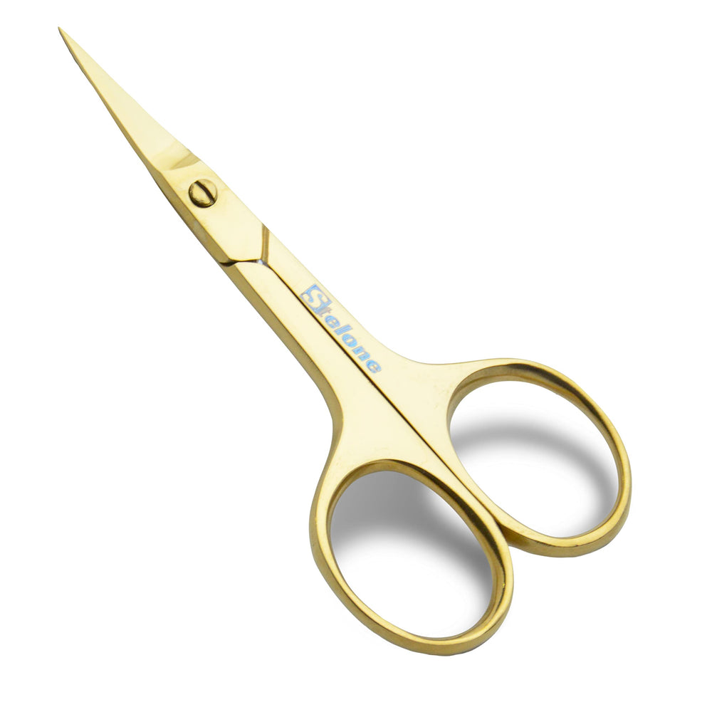 Tijeras Stelone para cejas curvas: precisión para un acabado limpio.