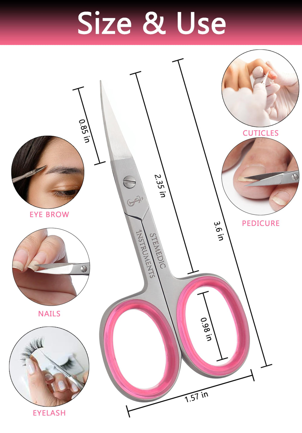 Tijeras curvas para cejas de Stemedic Instruments para dar forma con precisión
